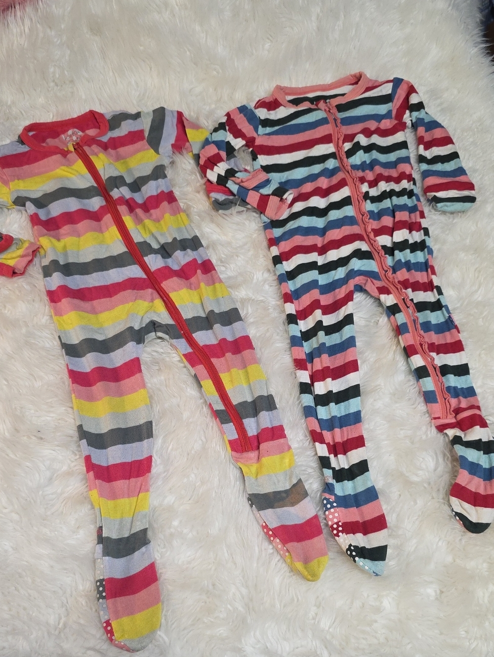 Kickee Pants Striped Footed Baby One-Piece Sleepers Lot of 2